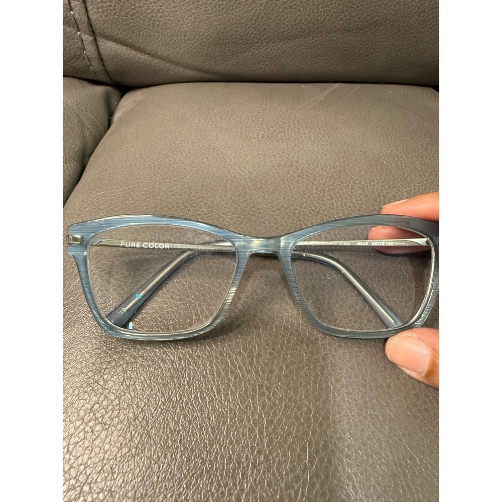 Pure Color Chic Blue Rectangular Eyeglass Frame only 52-16-135 Silver Temples
